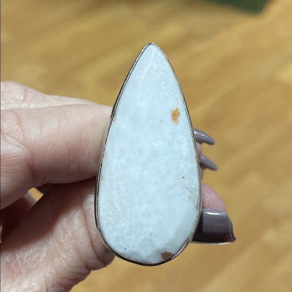 Sterling agate faceted ring
